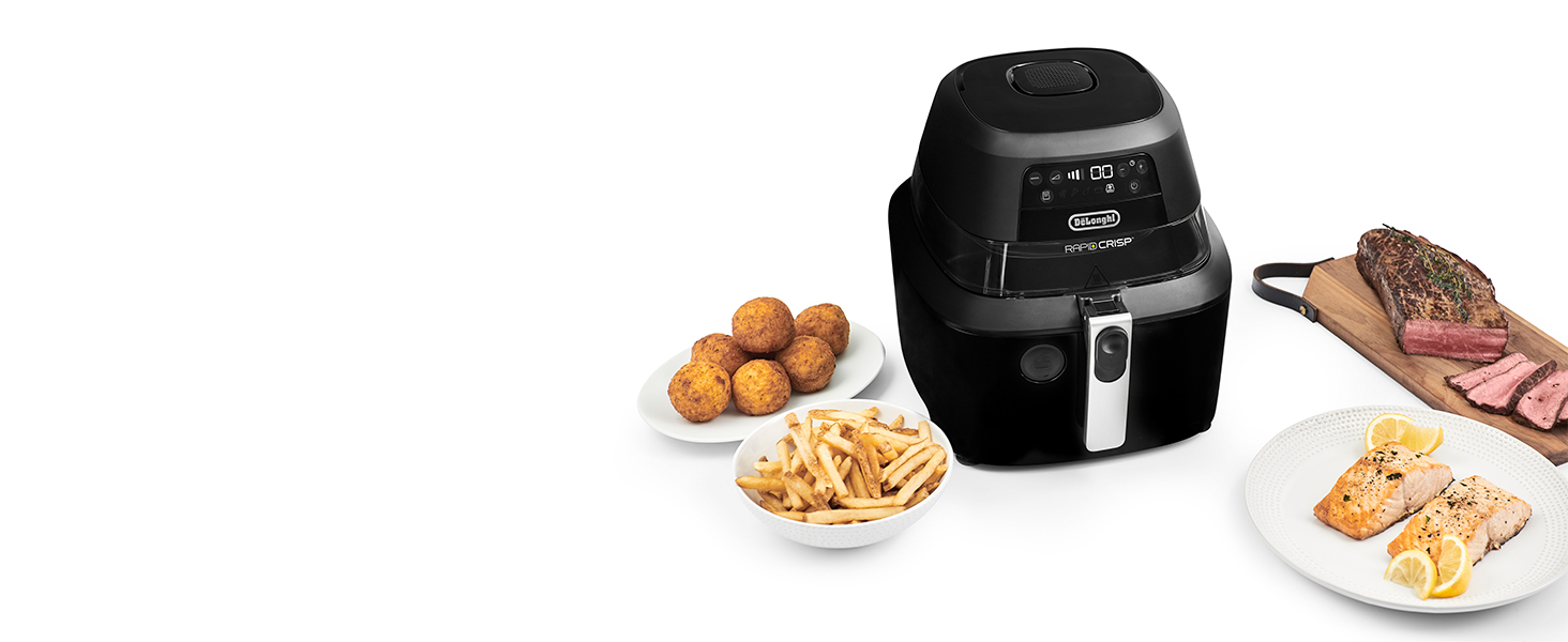 DeLonghi FH2394.BK Rapid Crisp Digital 5Qt Air Fryer with 360° view