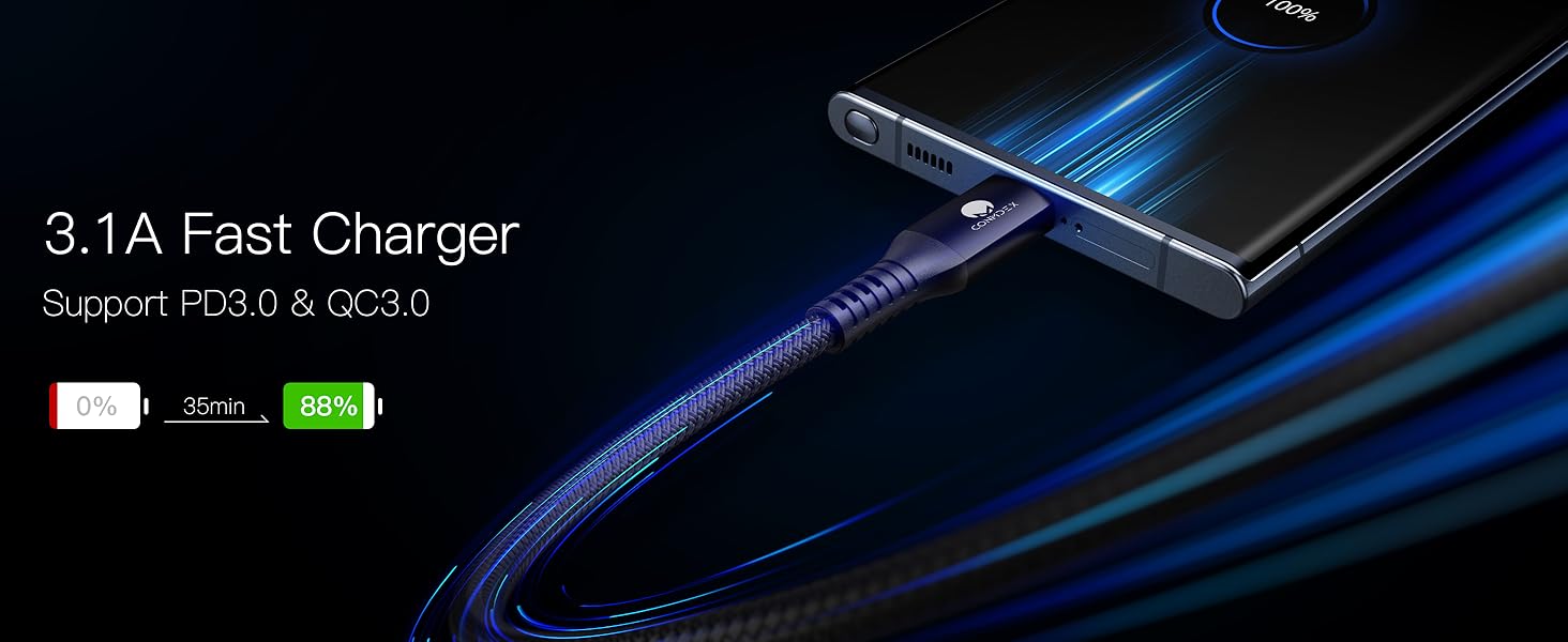 USB C Cable 10Gbps [2Pack, 6.6ft] CONMDEX USB 3.1 Gen 2 Android Auto