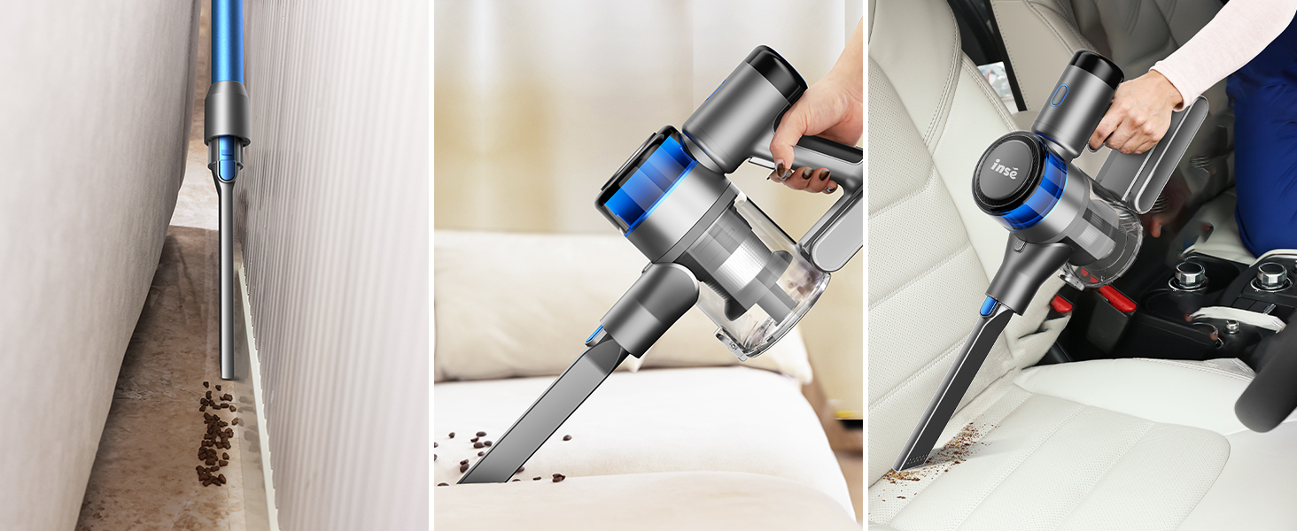 INSE Cordless Vacuum Cleaner, 400W Stick Vacuum with 30Kpa
