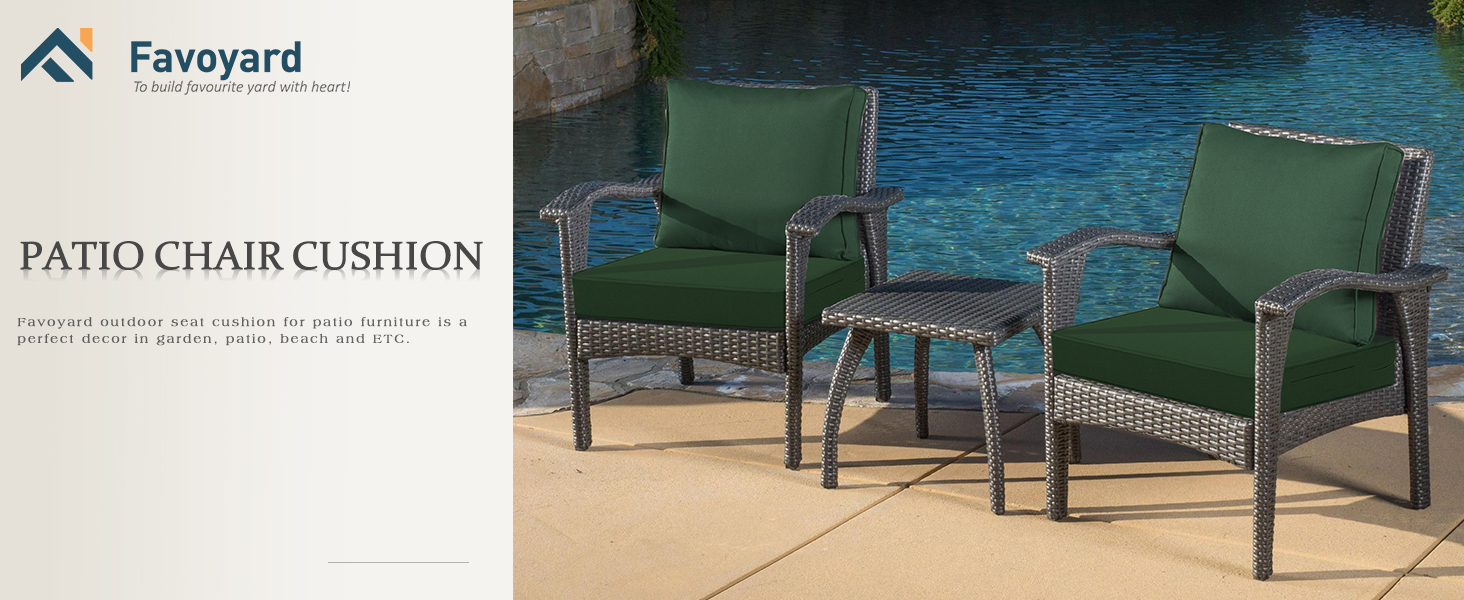 Favoyard Patio Chair Cushion 22 x 22 Inch Waterproof