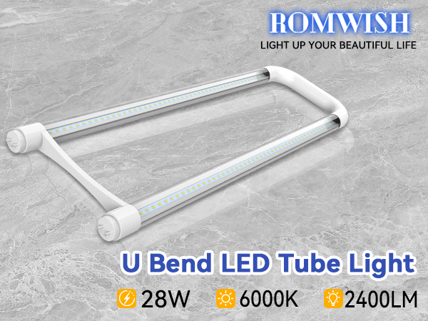 Romwish U Shaped LED Tube Lights, T8 T12, 18W(40W Equiv