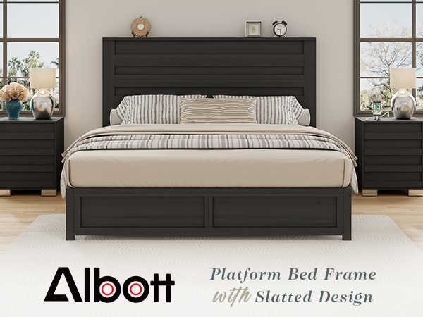 Amazon.com: Albott Queen Size Farmhouse Bed Frame with 49