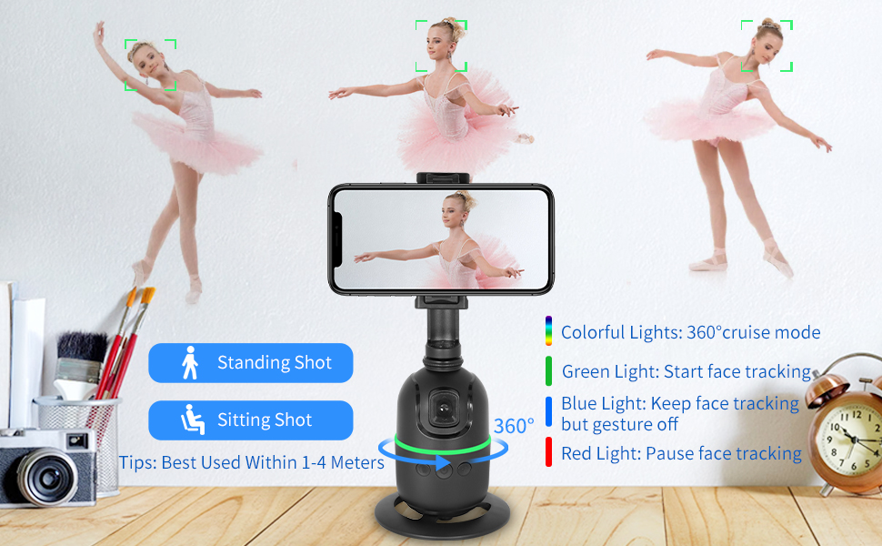 tracking tripod 360° rotating auto tracking phone stand