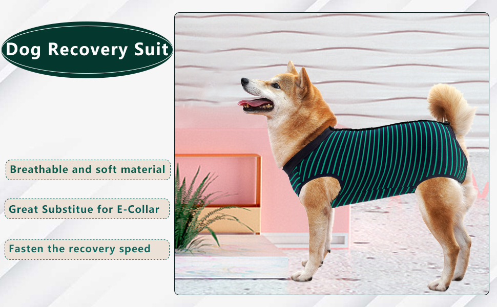 Lianzimau Dog Surgical Recovery Suit Onesie Breathable Abdominal Wounds