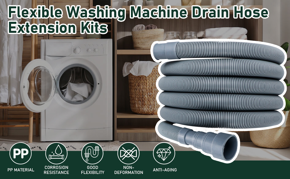 Flehomo Flexible Washing Machine Drain Hose Extension Kits