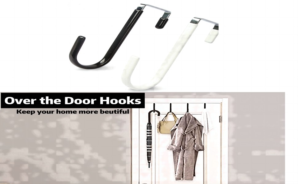 WYKNSYE Over The Door Hooks,4 Pack Organizer Hooks with
