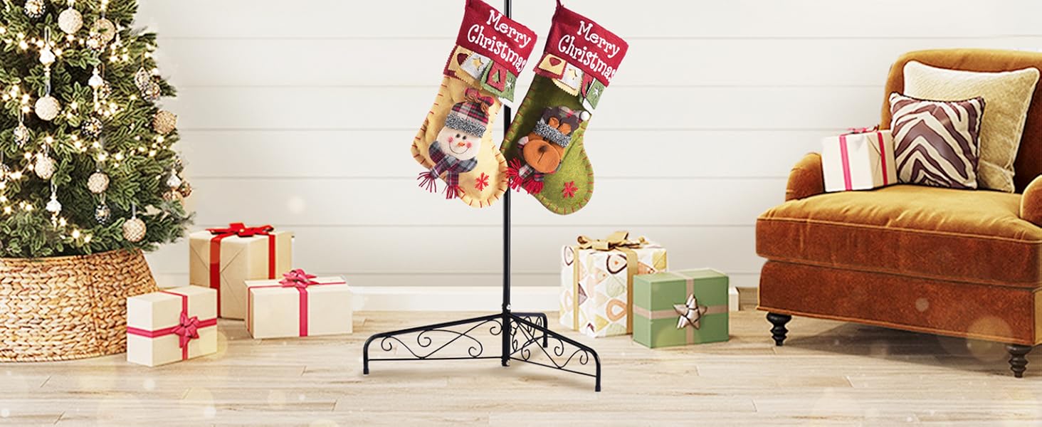 ELYKEN Freestanding Christmas Stocking Holder Stand with 8