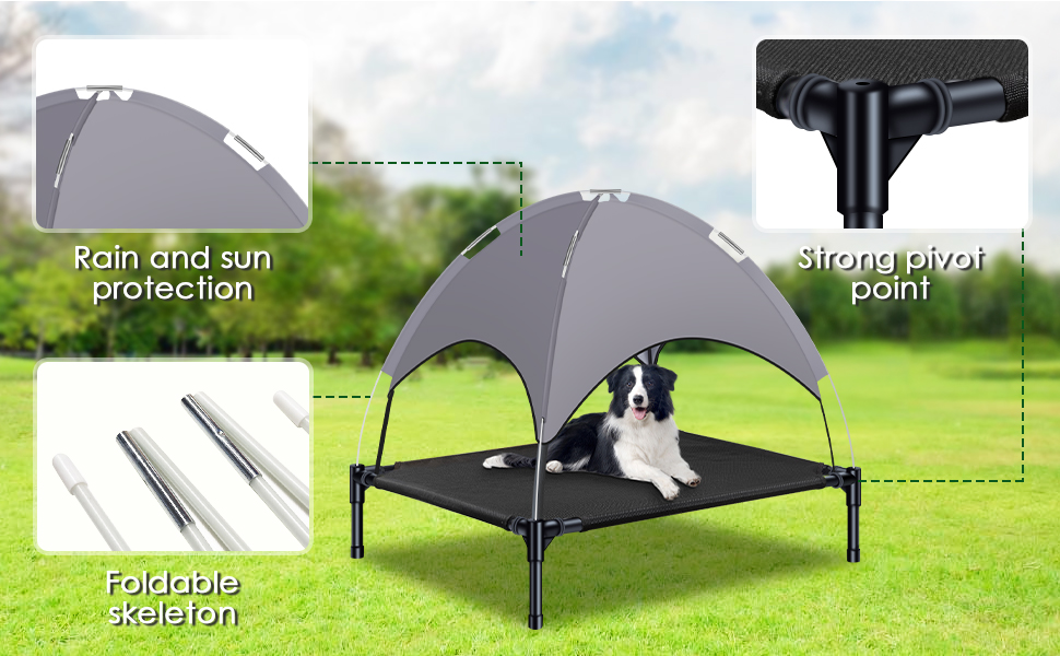 Boonbery Elevated Dog Bed with Canopy, Outdoor Dog Cot