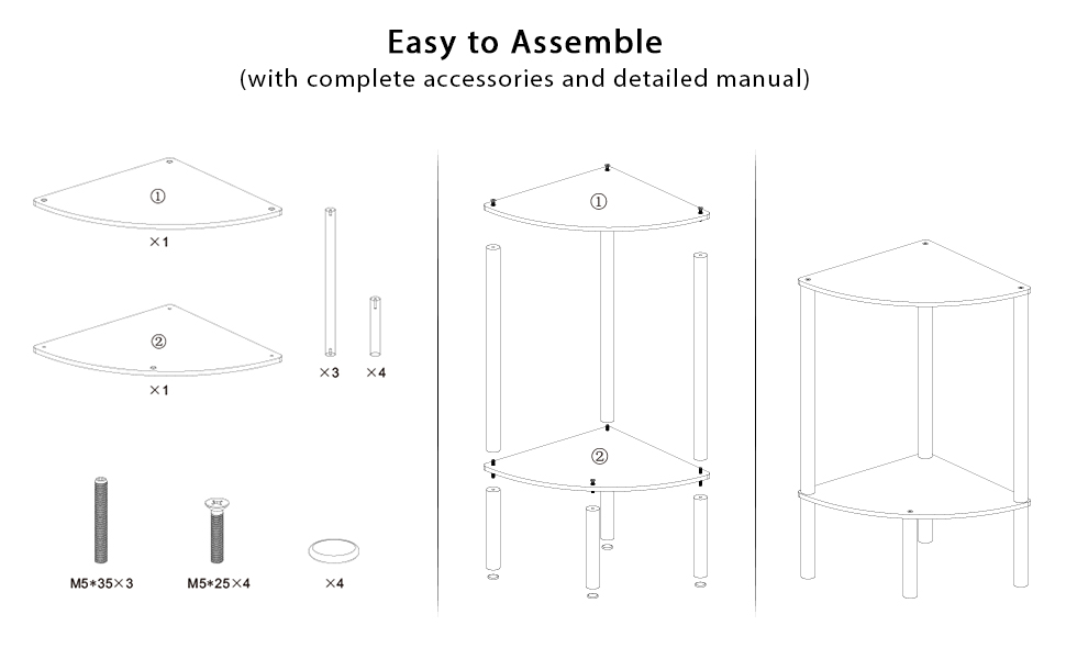 Eglaf Acrylic Triangle End Table 2 Tier Corner Side Table