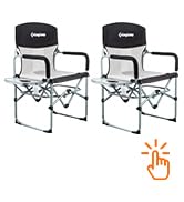 Folding Camping Chairs 2 Pack, Portable Outdoor Directors Chair with Side Table, Lawn Ch...