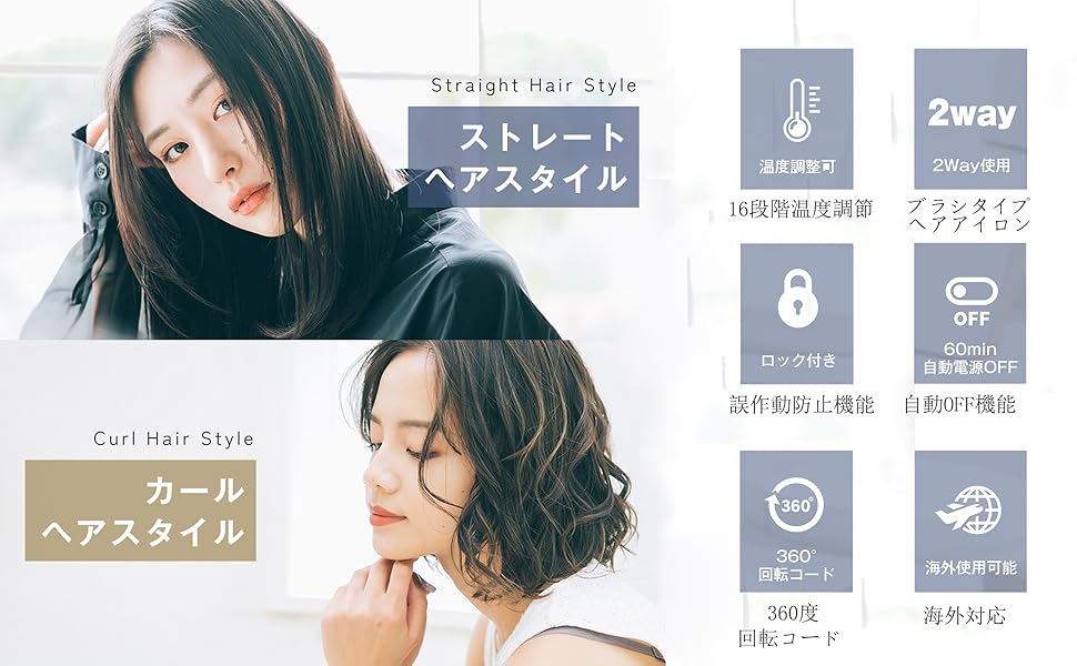 ヘアアイロン ロールブラシアイロン