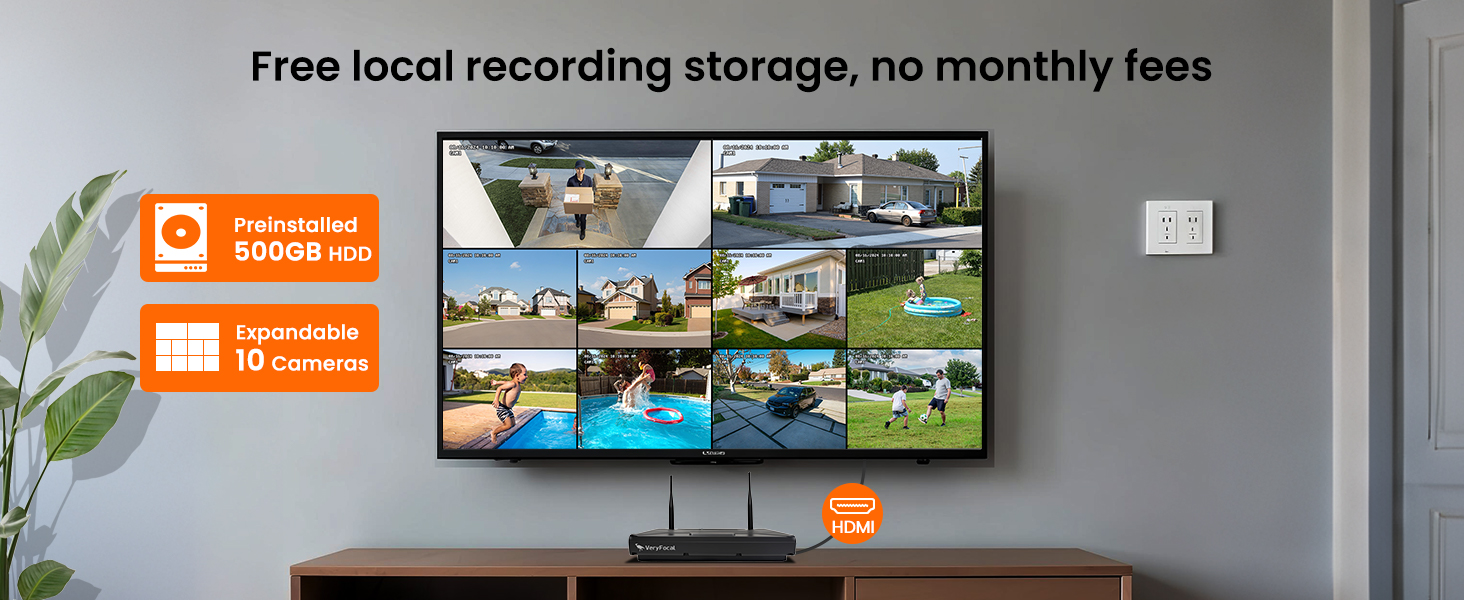 Free local recording storage, no monthly fees