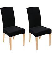smiry Velvet Stretch Dining Room Chair Covers Soft Removable Dining Chair Slipcovers Set of 2, Black