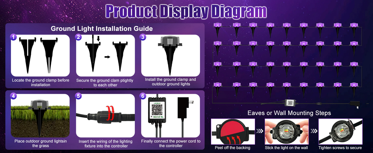 2-in-1 Eaves & Ground Stakes LED String Light
