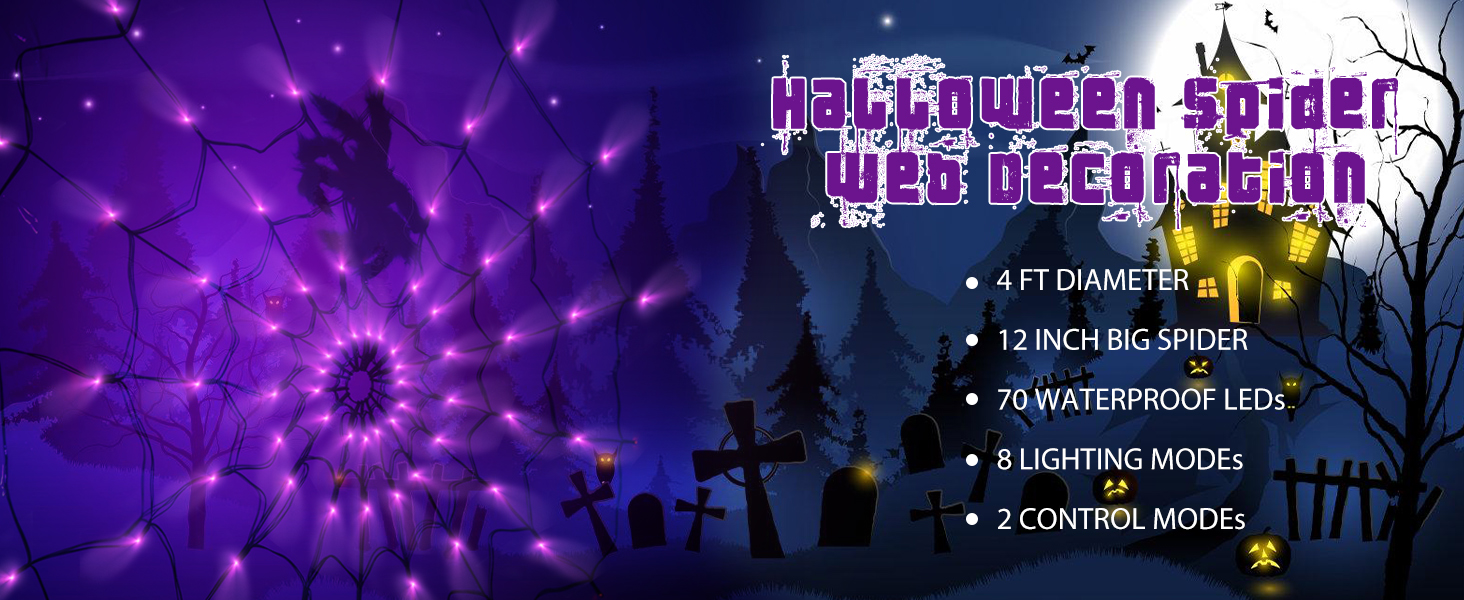 Halloween Decorations Spider Web Lights