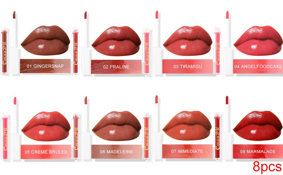 8Pcs Liquid Shine Matte Lipstick Set Lip Stick Stain Gloss Packs Matte 1