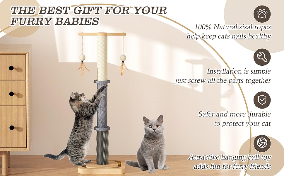 Cat Scratching Post, Cat Scratcher Post with Interactive