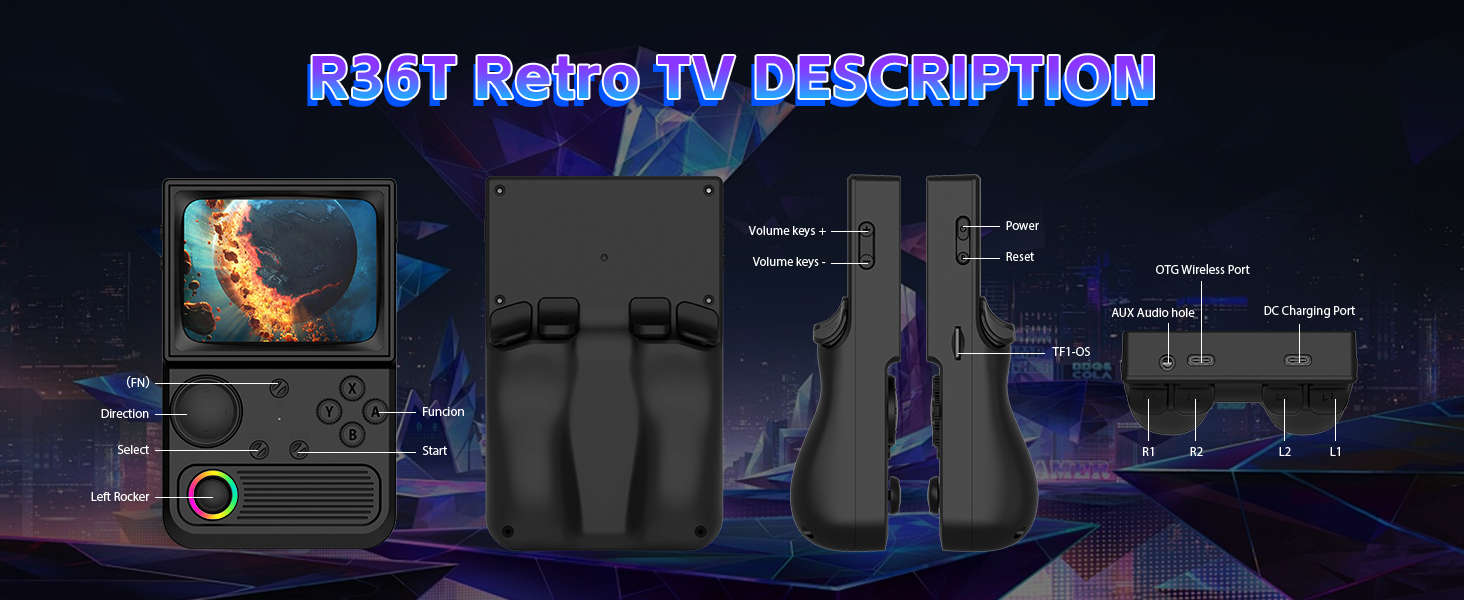 R36T Retro Handheld Game Console