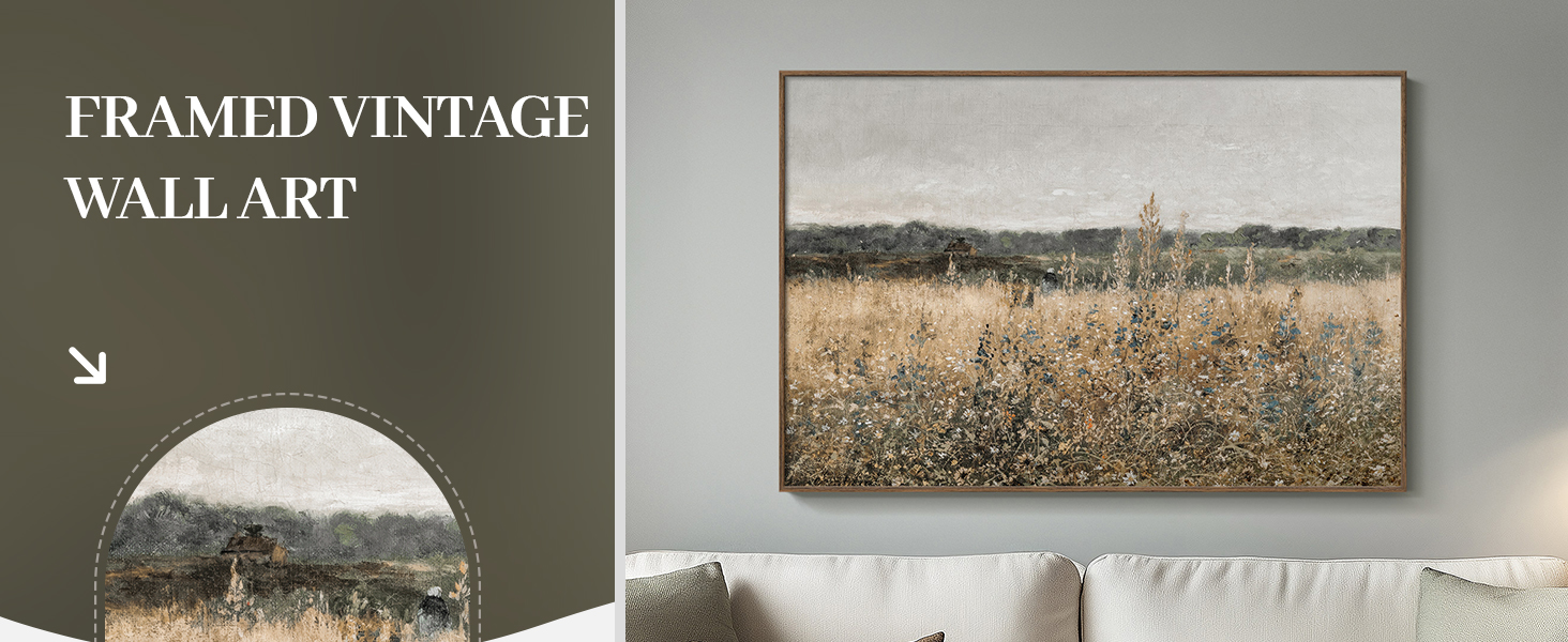 framed vintage landscape canvas wall art for living room bedroom