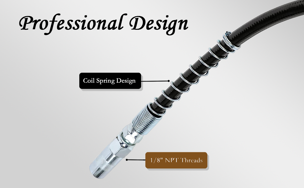 JRangelp 39.3 INCH Grease Gun Flex Hose 4500PSI Grease Hose