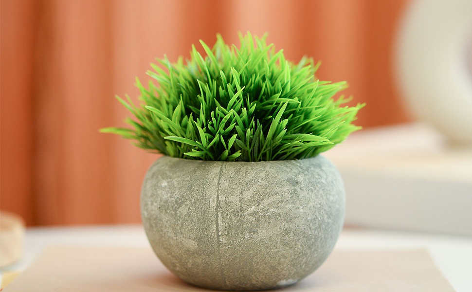 Arabest Mini Artificial Plants Set, 2 Pcs Small Fake Plants for Office