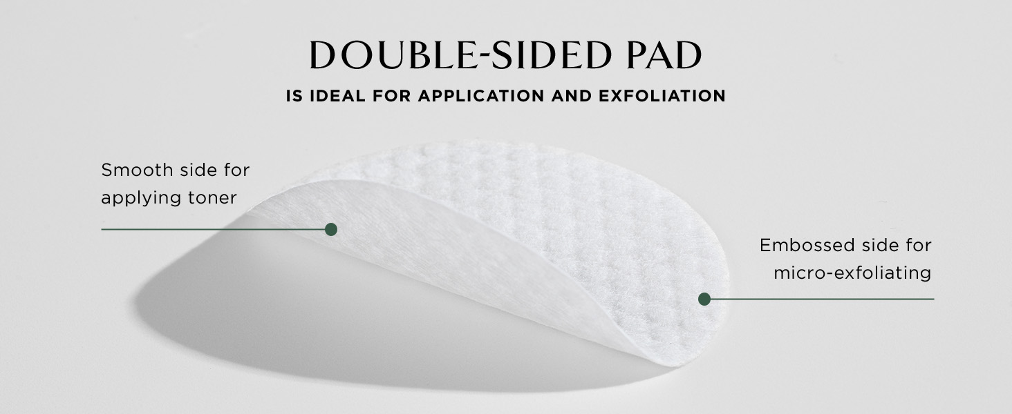 Double sided pad for ideal application and exfoliation. Smooth side & embossed side.