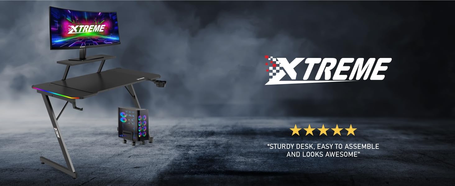 Gaming desk with Z shape