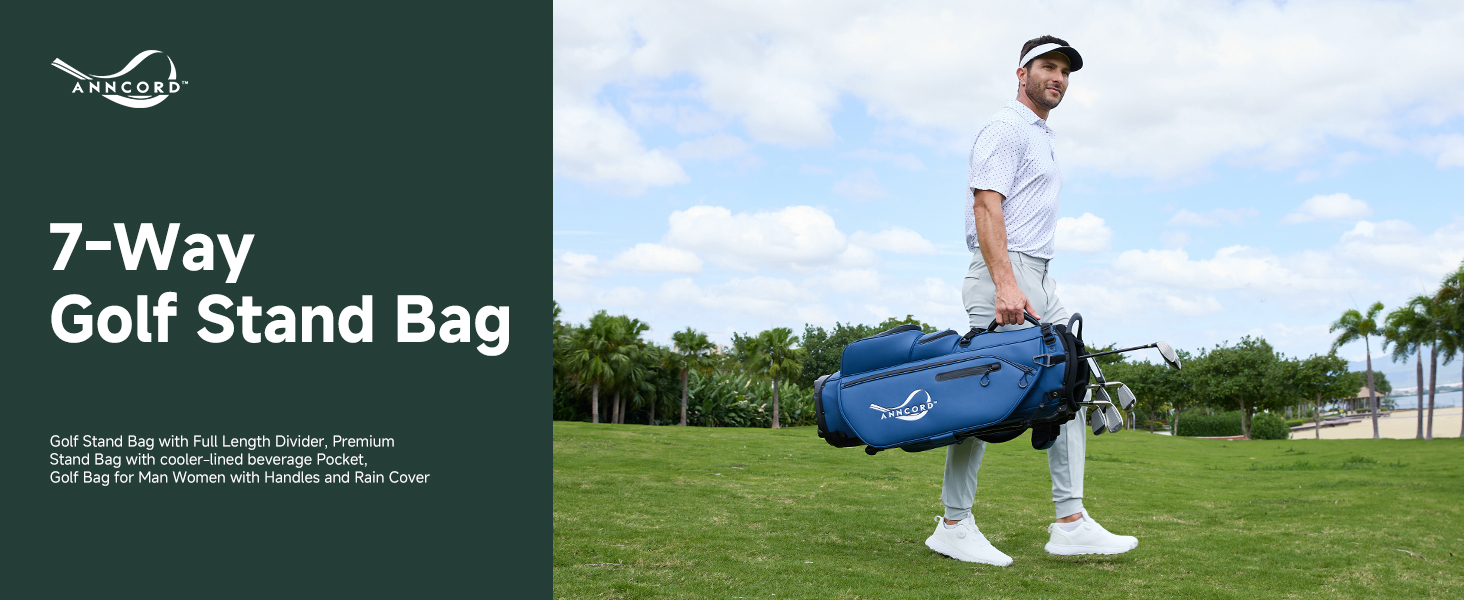 Anncord Golf Stand Bag with 7 Way Full Length Dividers