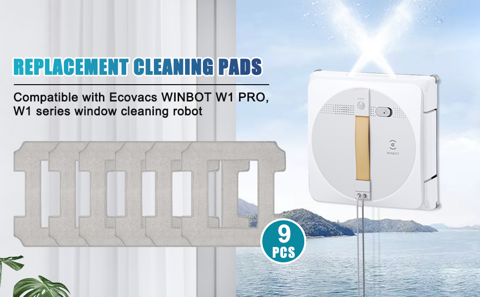 Washable Mop Cloths Cleaning Rag for Ecovacs WINBOT W1 / W1 Pro Window Cleaner