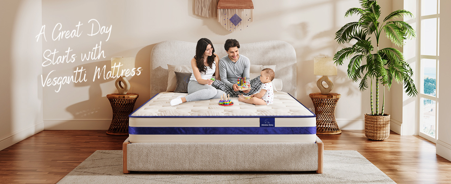Vesgantti Queen Mattress, 12 Inch Hybrid Innerspring