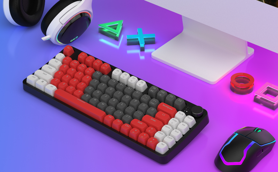 Wireless Mechanical Keyboard, 2.4G/USBC/Bluetooth Gaming