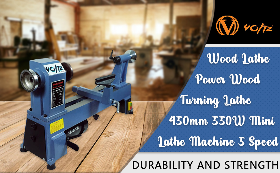 VOLTZ MCS450 Wood Lathe Power Wood Turning Lathe 450mm 550W Mini
