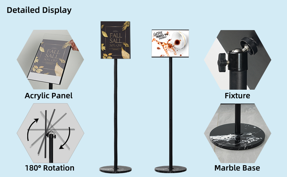 HANPIU Sign Holder 8.5 x 11 Inch Poster Sign Stand Rotating Display