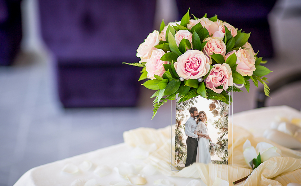Magnetic 5x7 frame with attached flower vase, perfect for personalized decor and adding a floral touch
