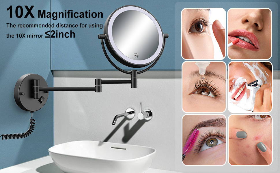 YMHSOLDR Wall Mounted Lighted Makeup Vanity Mirror, 8 Inch