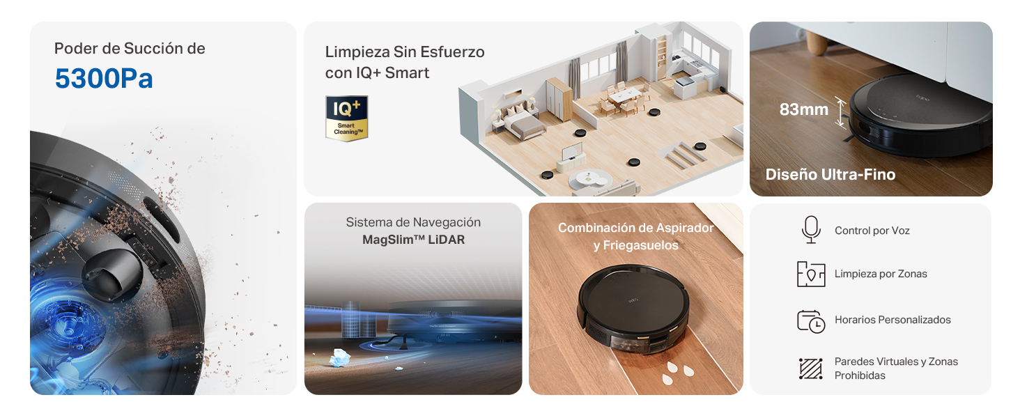Tapo RV20 Max Plus - Robot Aspirador y Fregasuelos con 5300Pa + Base de Auto-Vaciado inteligente