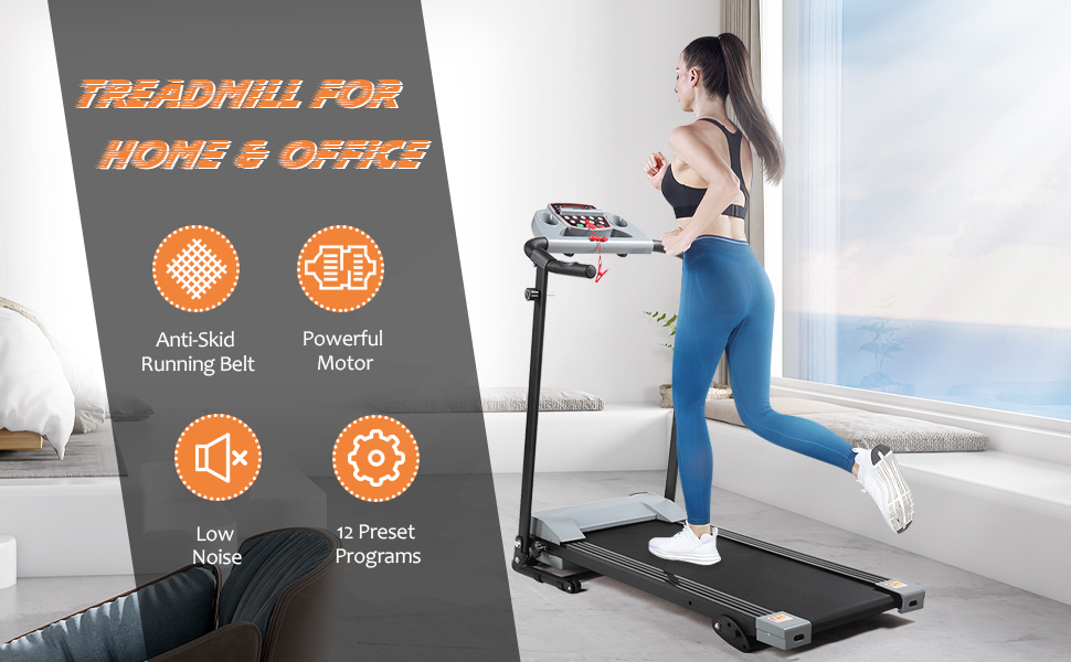 Sandinrayli Folding Electric Treadmill, Running Machine w/3 Manual