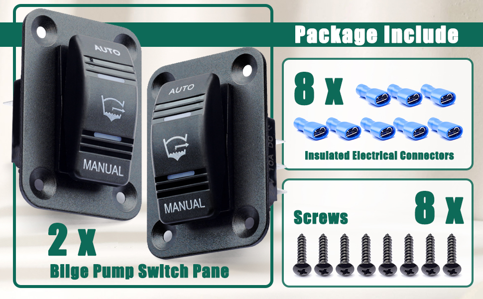 3 Way 4Pin Bilge Pump Rocker Switch with LED Light, 2pcs