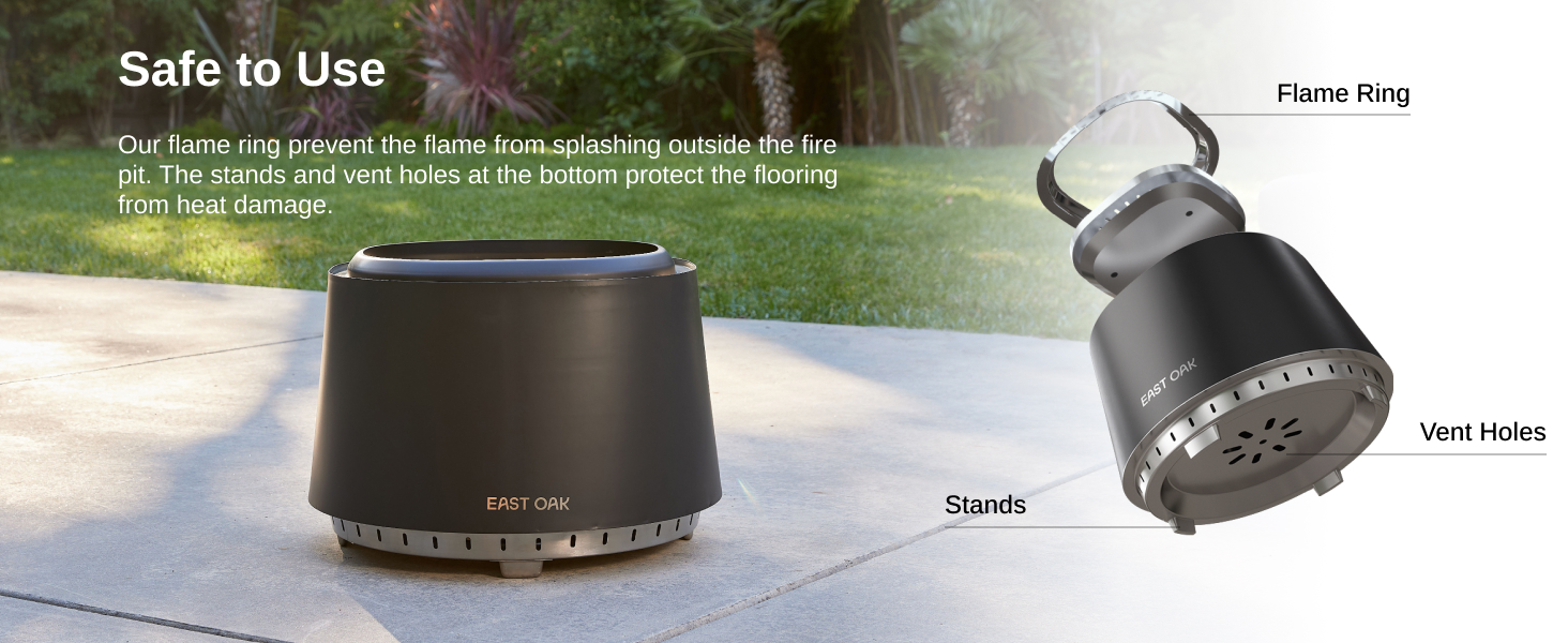 EAST OAK Fire Pit Smokeless 21'' Firepits for Outside
