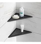 Neodrain 10 Inch Matte Black bathroom corner Wall Shelf Set of 2, Floating Corner Shelves for Wall