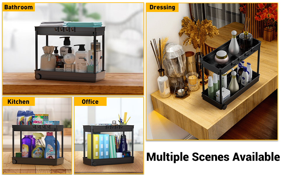 JIANUO 2-Tier Under Sink Storage Kitchen Organiser - Kitchen Bathroom