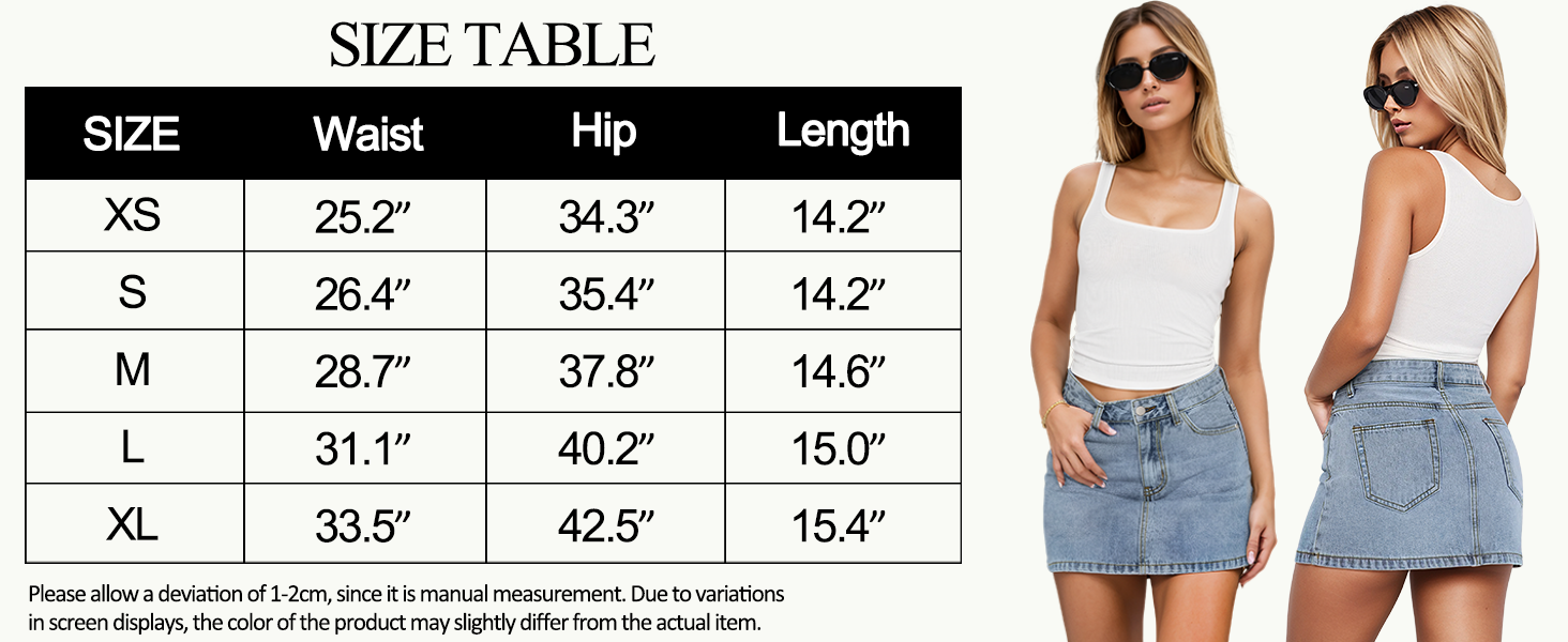 Women’s Denim Jean Skirt Mini Y2K Low Waisted Casual Cute Skirts with Pockets