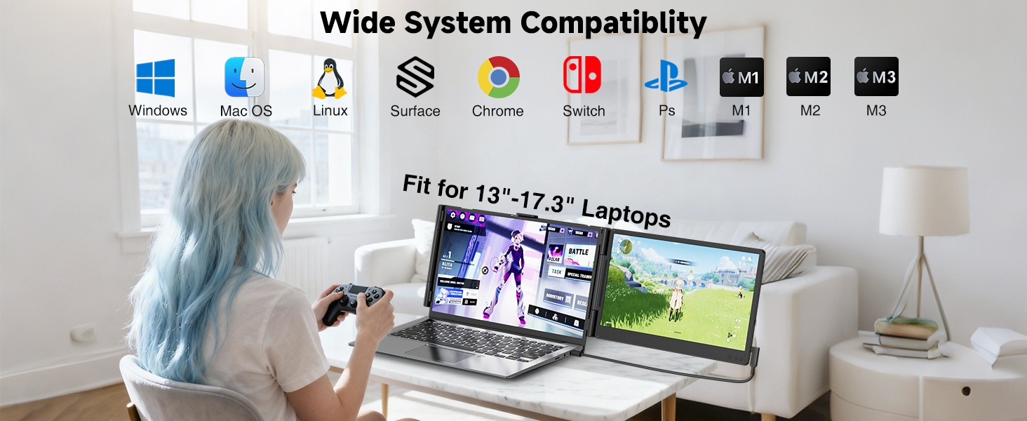 14" 1080P FHD 2.25 LB travel laptop monitor extender for home office work