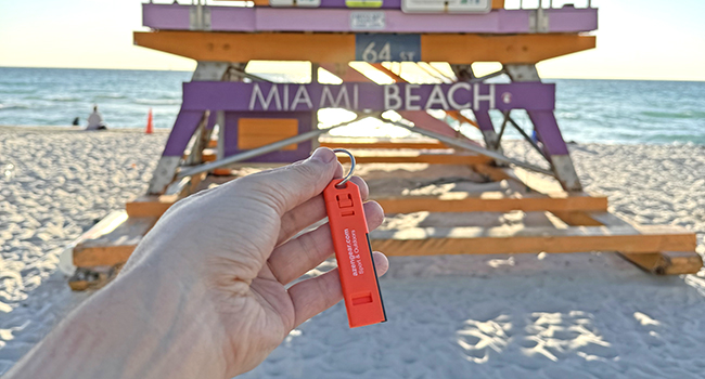 Silbato con iniciador de fuego de pedernal y llavero para nadar al aire libre