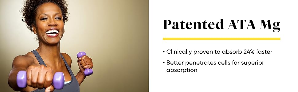 Patented ATA Mg Clinically proven to absorb 24% faster Better penetrates cells for great absorption