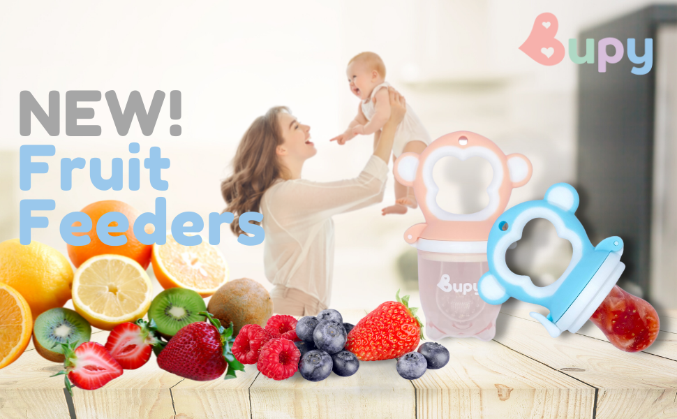 Bupy Fruit Feeder Dummy and Baby Teething Set 9pcs Baby Fruit Feeder