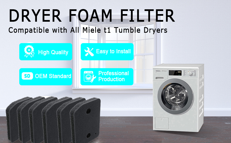 6Pcs Dryer Plinth Filter Replacement For Miele All T1