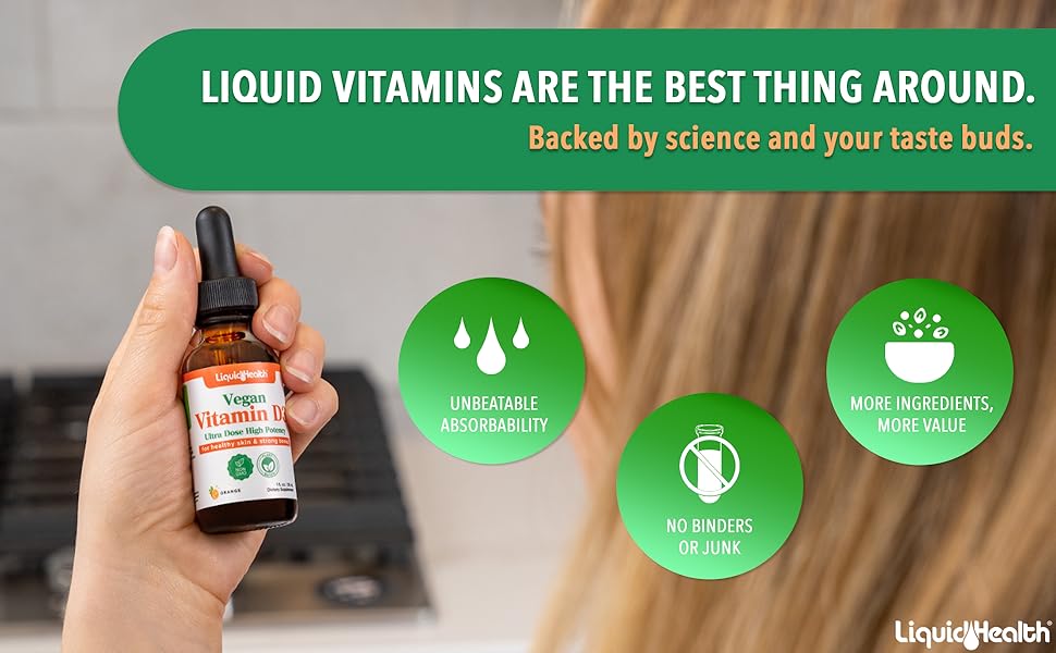 liquidhealth, liquid vitamins, vitamin D3 drops, immunity, skin health, immune support