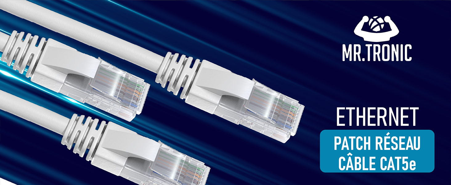 Mr. Tronic Câble 20m, Reseau LAN Cable Cat 5E Haut