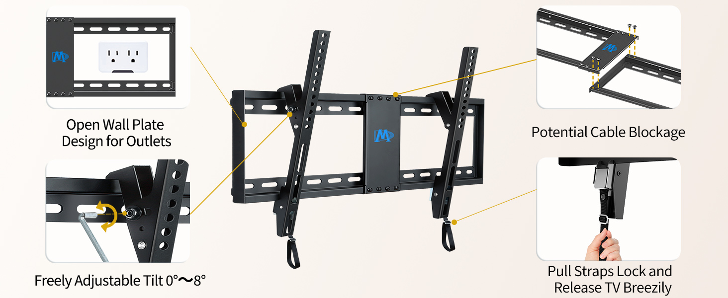 Mounting Dream TV Wall Mount for Most 3775" TVs, Tilting TV Mount Low